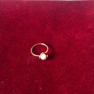 Pearl Gold ring 10k with small diamond ladies